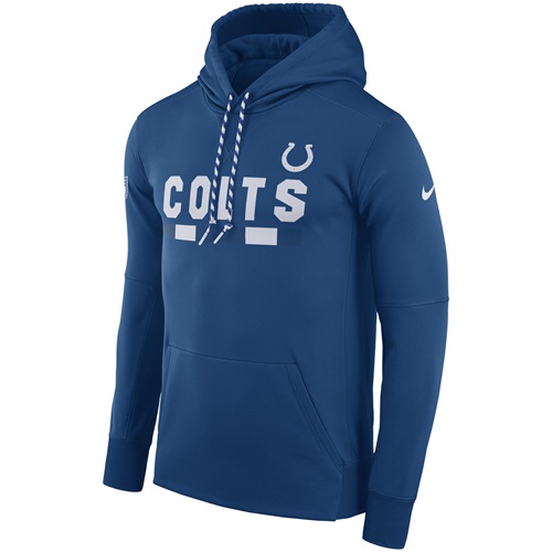 Men's Indianapolis Colts Nike Royal Sideline ThermaFit Performance PO Hoodie - Click Image to Close